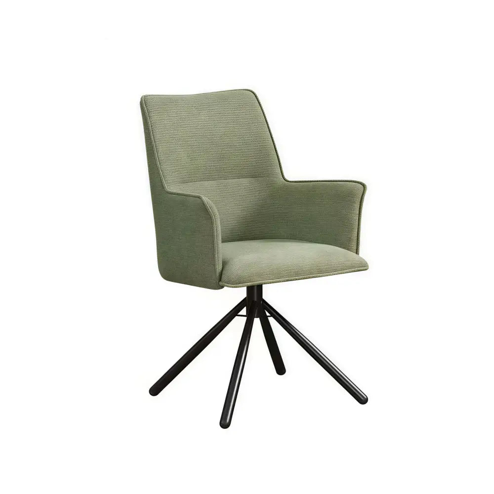 Dining Chair Green Linen Fabric Upholstered Seat Powder Coated Iron Legs - Furniture > Dining > Kitchen & Dining Chairs