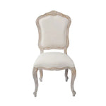 Dining Chair Linen Fabric Beige Oak Wood White Washed Finish - Furniture > Dining