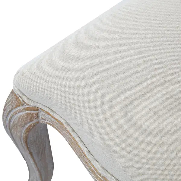 Dining Chair Linen Fabric Beige Oak Wood White Washed Finish - Furniture > Dining