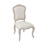 Dining Chair Linen Fabric Beige Oak Wood White Washed Finish - Furniture > Dining