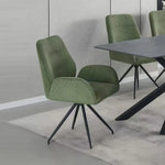Dining Chair Linen Fabric Upholstered Seat Powder Coated Iron Legs - Furniture > Dining > Kitchen & Dining Chairs
