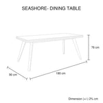 Dining Table 180cm Medium Size Solid Acacia Wooden Frame in Silver Brush Colour - Furniture > Dining