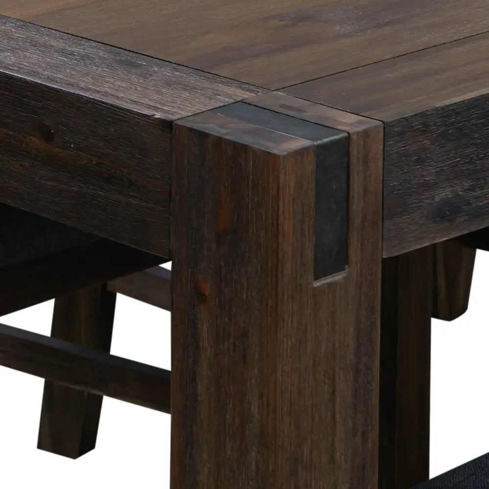 Dining Table 180cm Medium Size with Solid Acacia Wooden Base in Chocolate Colour - Furniture > Dining