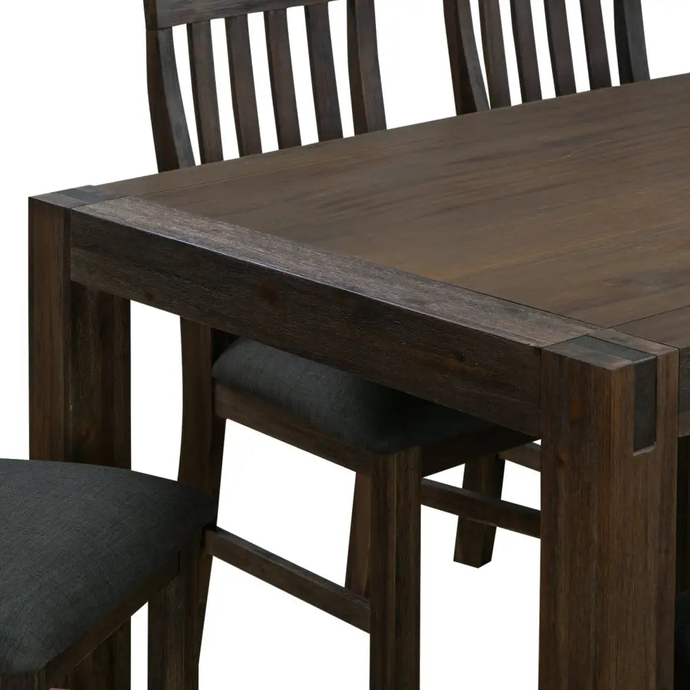 Dining Table 180cm Medium Size with Solid Acacia Wooden Base in Chocolate Colour - Furniture > Dining