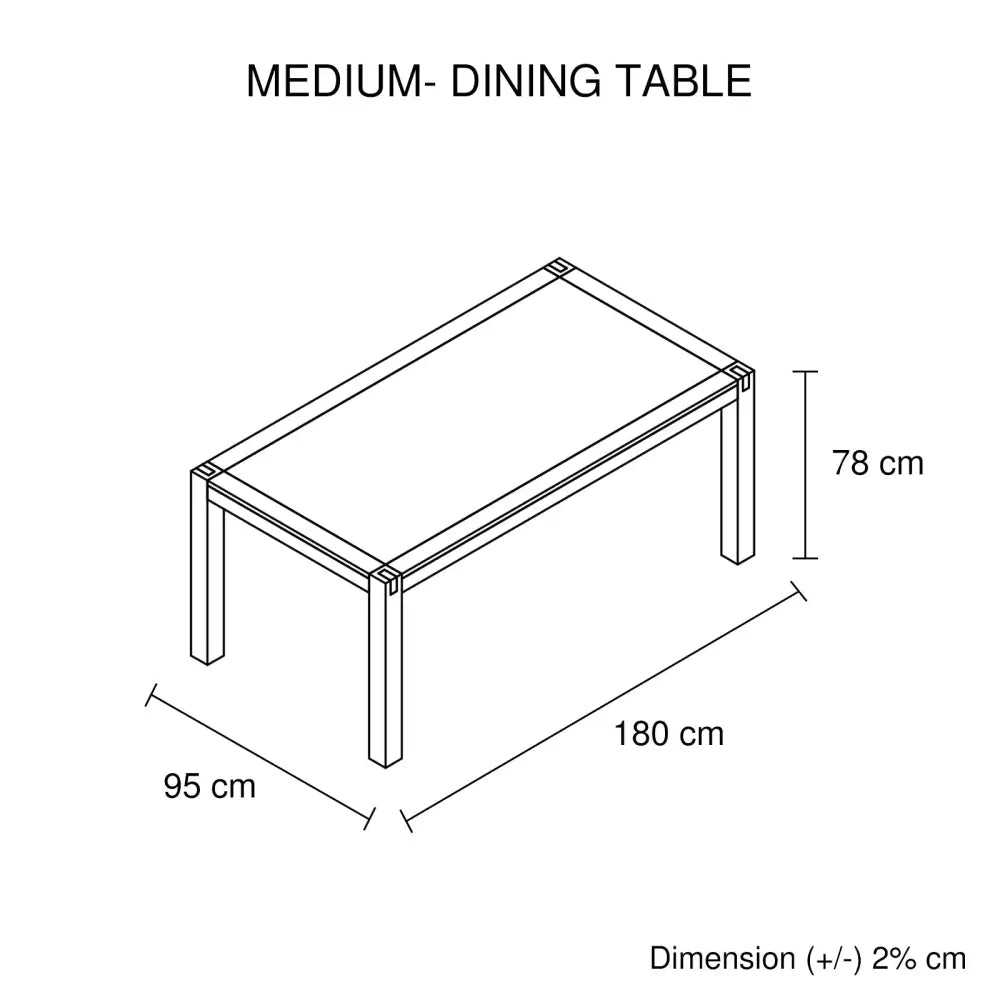 Dining Table 180cm Medium Size with Solid Acacia Wooden Base in Chocolate Colour - Furniture > Dining