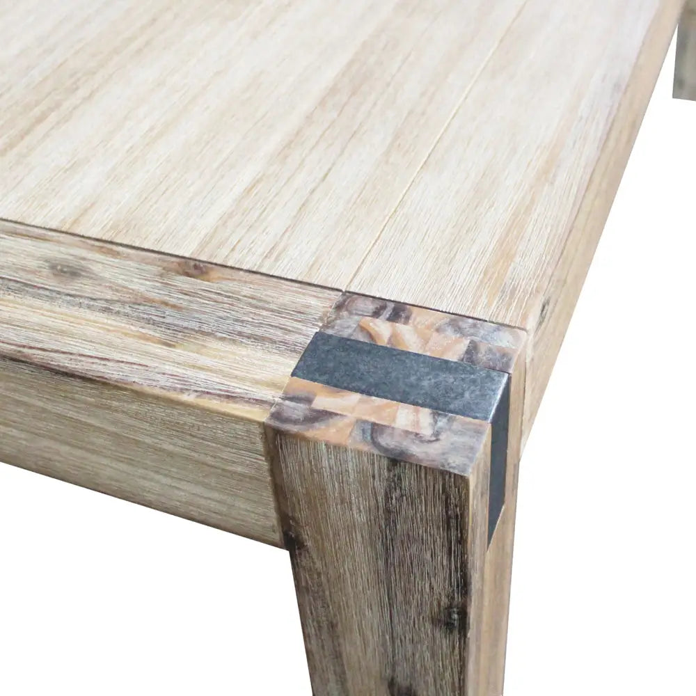 Dining Table 180cm Medium Size with Solid Acacia Wooden Base in Oak Colour - Furniture > Dining