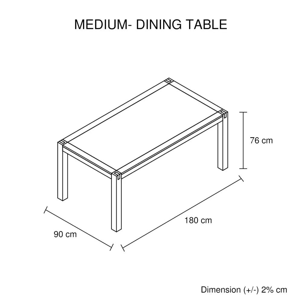 Dining Table 180cm Medium Size with Solid Acacia Wooden Base in Oak Colour - Furniture > Dining
