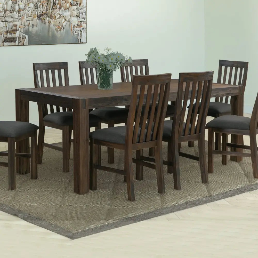 Dining Table 210cm Large Size with Solid Acacia Wooden Base in Chocolate Colour - Furniture > Dining