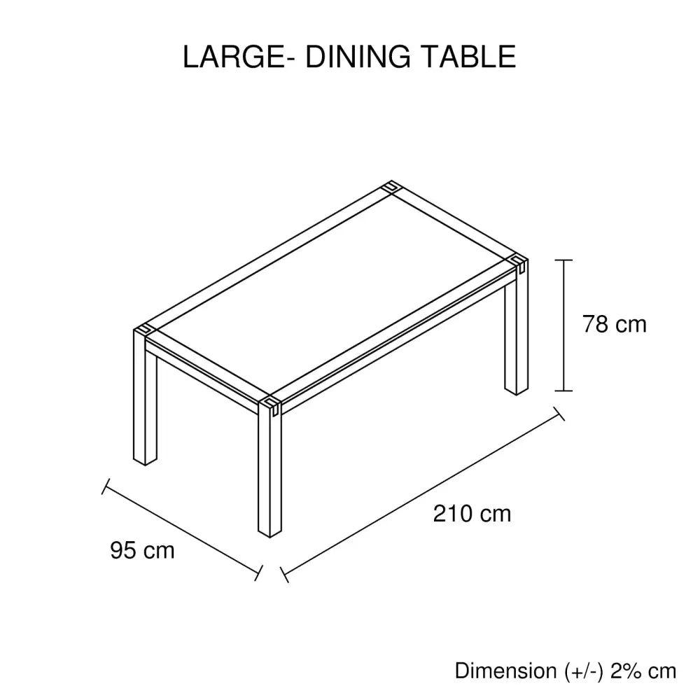 Dining Table 210cm Large Size with Solid Acacia Wooden Base in Chocolate Colour - Furniture > Dining