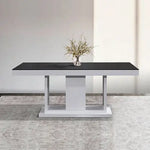 Dining Table in Rectangular Shape High Glossy MDF Wooden Base Combination of Black & White Colour - Furniture > Dining