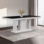 Dining Table in Rectangular Shape High Glossy MDF Wooden Base Combination of Black & White Colour - Furniture > Dining