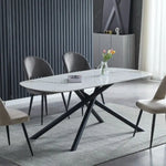 Dining Table Marble Stone Top Rounded Rectangular - Furniture > Living Room > Coffee Tables