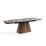 Dining Table MDF Ceramic Glass Table Top Extendable Decorative Stripe - Furniture > Dining > Dining Tables