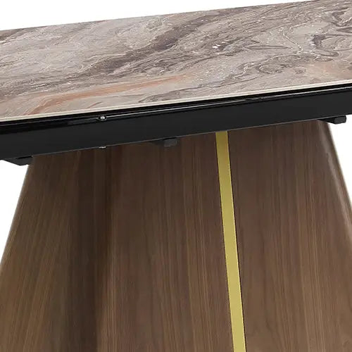 Dining Table MDF Ceramic Glass Table Top Extendable Decorative Stripe - Furniture > Dining > Dining Tables