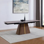 Dining Table MDF Ceramic Glass Table Top Extendable Decorative Stripe - Furniture > Dining > Dining Tables