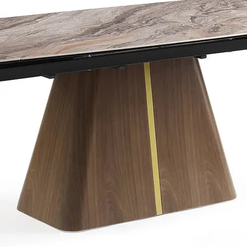 Dining Table MDF Ceramic Glass Table Top Extendable Decorative Stripe - Furniture > Dining > Dining Tables