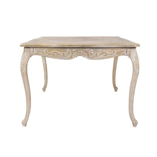 Dining Table Oak Wood Plywood Veneer White Washed Finish in large Size - Furniture > Dining