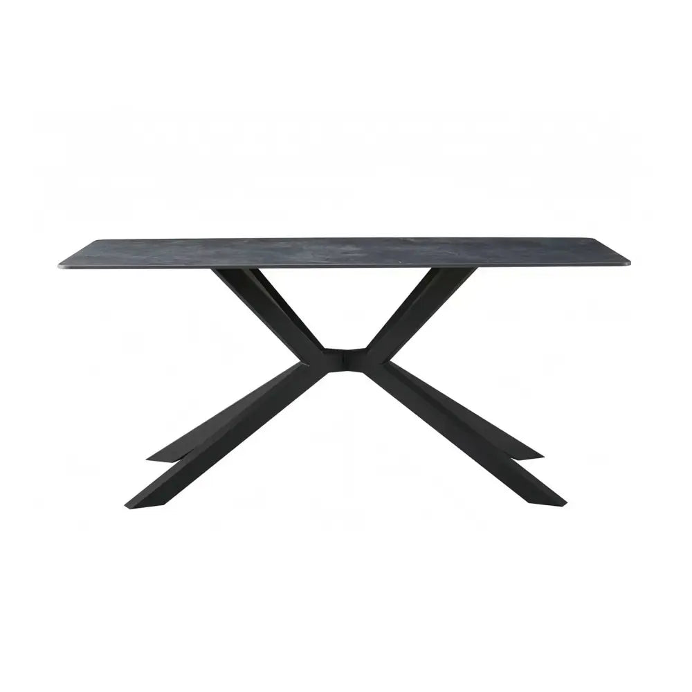 Dining Table Rectangular Shape Green Sintered Stone Top Powder Coated Iron Legs - Furniture > Dining > Dining Tables