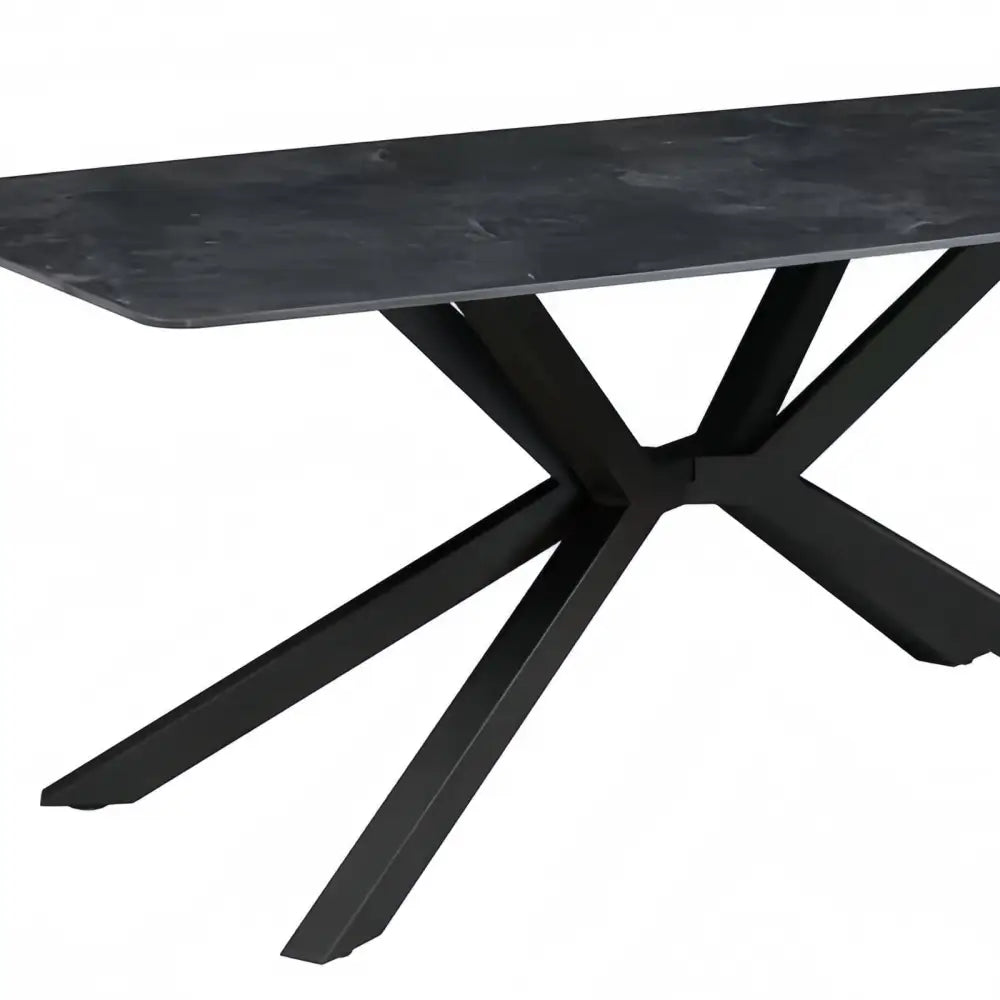 Dining Table Rectangular Shape Green Sintered Stone Top Powder Coated Iron Legs - Furniture > Dining > Dining Tables