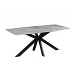 Dining Table Rectangular Shape Grey Sintered Stone Top Powder Coated Iron Legs - Furniture > Dining > Dining Tables