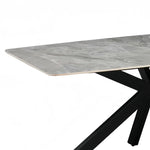 Dining Table Rectangular Shape Grey Sintered Stone Top Powder Coated Iron Legs - Furniture > Dining > Dining Tables