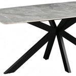Dining Table Rectangular Shape Grey Sintered Stone Top Powder Coated Iron Legs - Furniture > Dining > Dining Tables