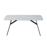 Dining Table Rectangular Shape White Sintered Stone Top Powder Coated Iron Legs - Furniture > Dining > Dining Tables