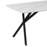 Dining Table Rectangular Shape White Sintered Stone Top Powder Coated Iron Legs - Furniture > Dining > Dining Tables