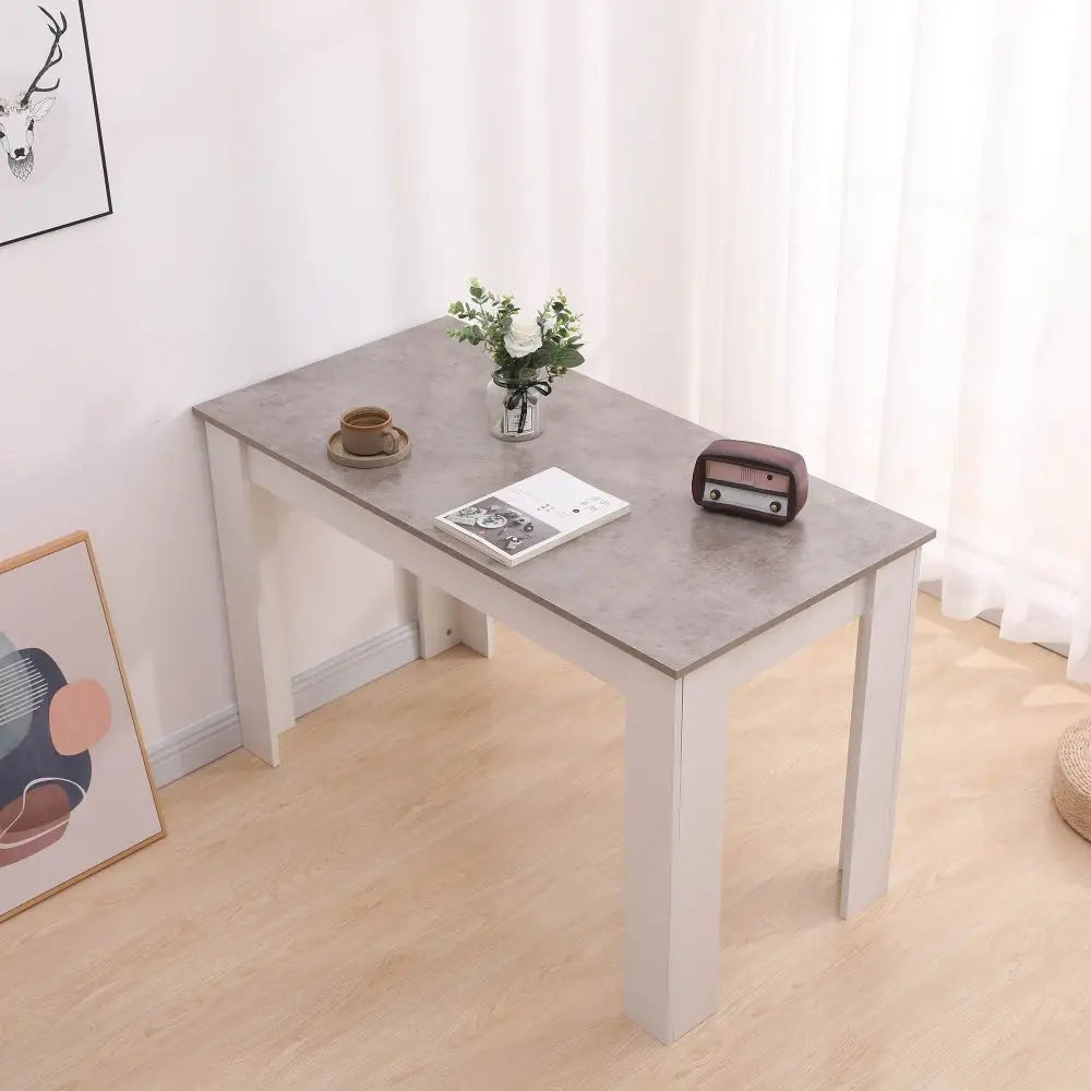 Dining Table Rectangular Wooden 120M-Grey&White - Furniture > Dining