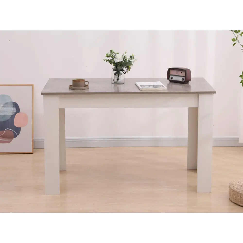 Dining Table Rectangular Wooden 120M-Grey&White - Furniture > Dining