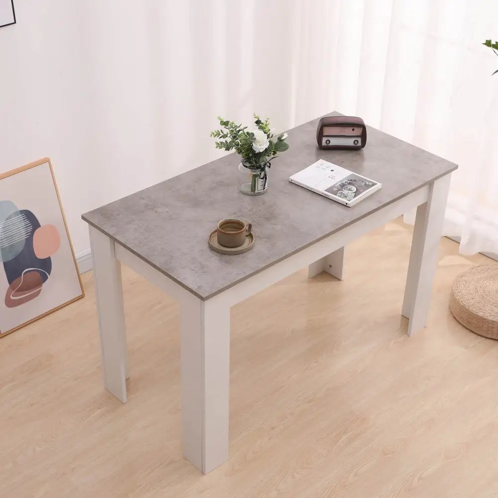 Dining Table Rectangular Wooden 120M-Grey&White - Furniture > Dining