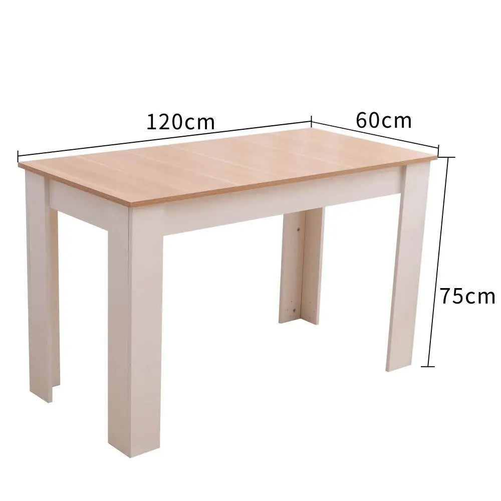 Dining Table Rectangular Wooden 120M-Wood&White - Furniture > Dining