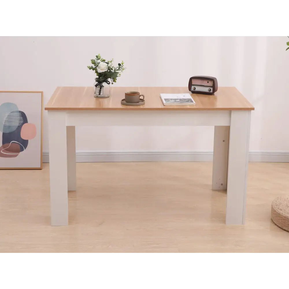 Dining Table Rectangular Wooden 120M-Wood&White - Furniture > Dining