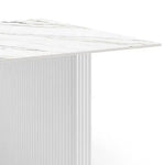Dining Table Sintered Stone Top MDF Table Base High Glossy White - Furniture > Dining > Dining Tables