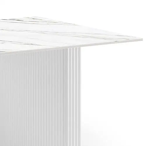Dining Table Sintered Stone Top MDF Table Base High Glossy White - Furniture > Dining > Dining Tables