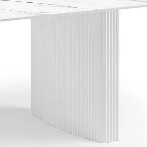 Dining Table Sintered Stone Top MDF Table Base High Glossy White - Furniture > Dining > Dining Tables