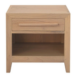 Dion 1-Drawer Solid Mindi Bedside Table (Natural) - Furniture > Bedroom > Bedside Tables