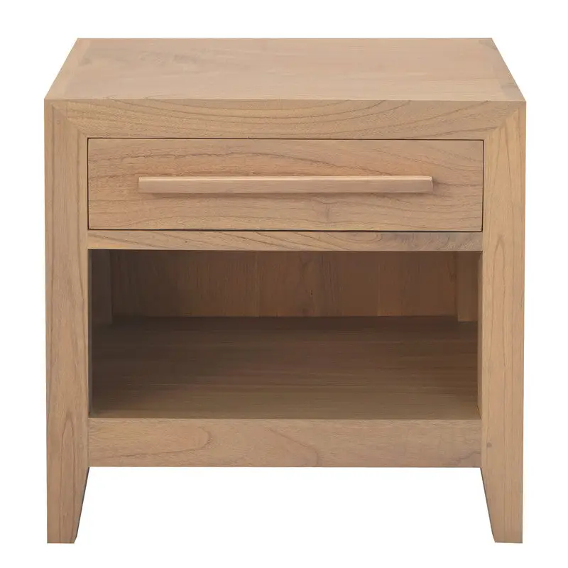 Dion 1-Drawer Solid Mindi Bedside Table (Natural) - Furniture > Bedroom > Bedside Tables