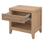 Dion 1-Drawer Solid Mindi Bedside Table (Natural) - Furniture > Bedroom > Bedside Tables