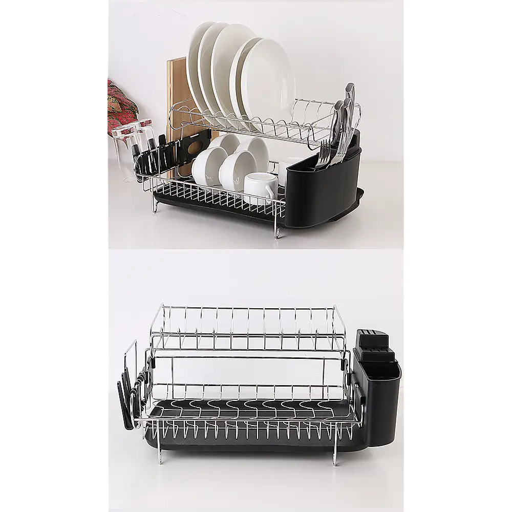 Dish Drying Rack Drainer Cup Plate Holder Cutlery Tray Kitchen Organiser - Home & Garden > Kitchenware