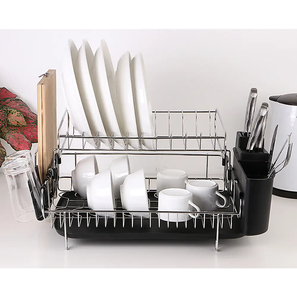 Dish Drying Rack Drainer Cup Plate Holder Cutlery Tray Kitchen Organiser - Home & Garden > Kitchenware