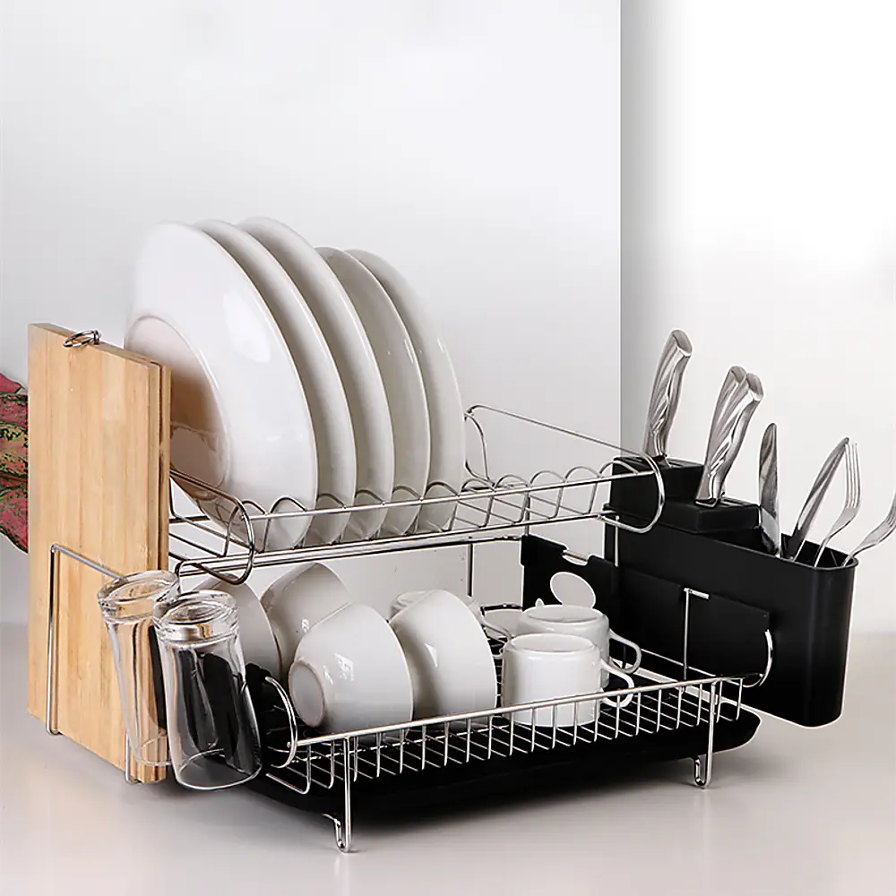 Dish Drying Rack Drainer Cup Plate Holder Cutlery Tray Kitchen Organiser - Home & Garden > Kitchenware