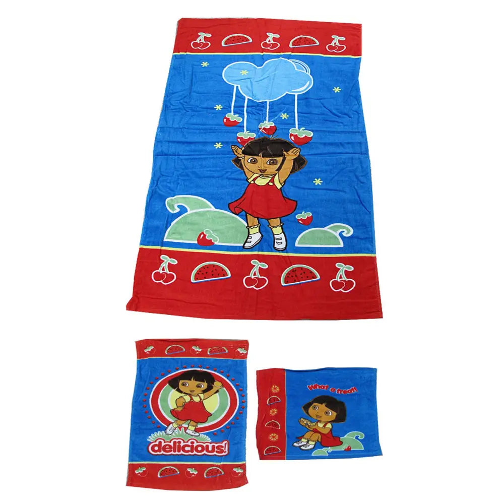 Disney 3 Pce Kids Licensed Beach Towel Set Dora the Explorer - Home & Garden > Bathroom Accessories