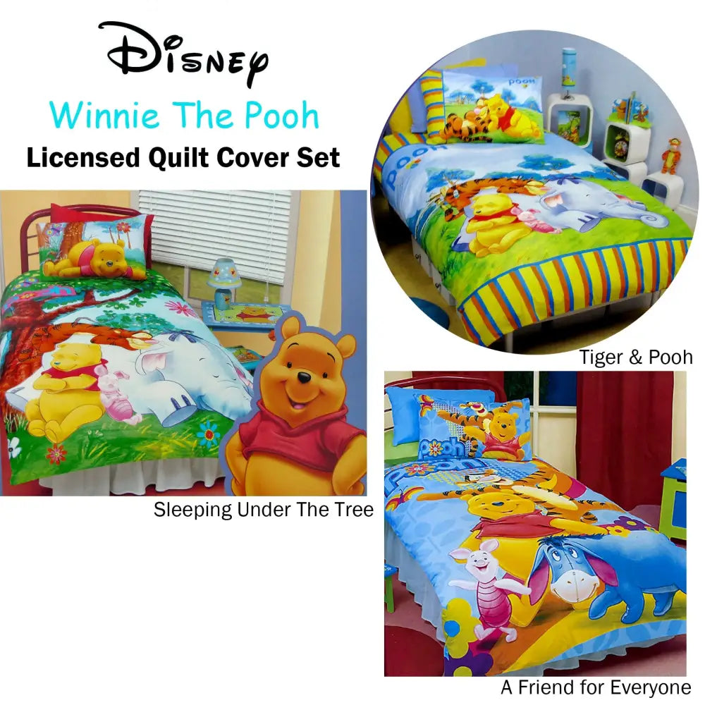 Disney Winnie The Pooh Quilt Cover Set Sleeping Under The Tree Double - Home & Garden > Bedding
