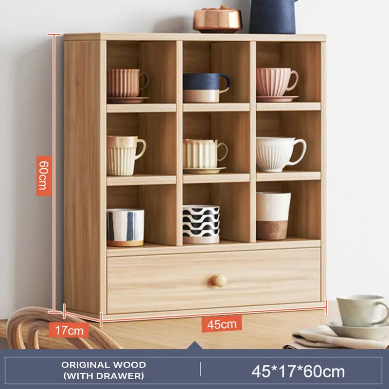 DISPLAY STAND TEA CUP SHELFING FURNITURE CUBE CABINET W/ DRAWERS - Appliances > Kitchen Appliances