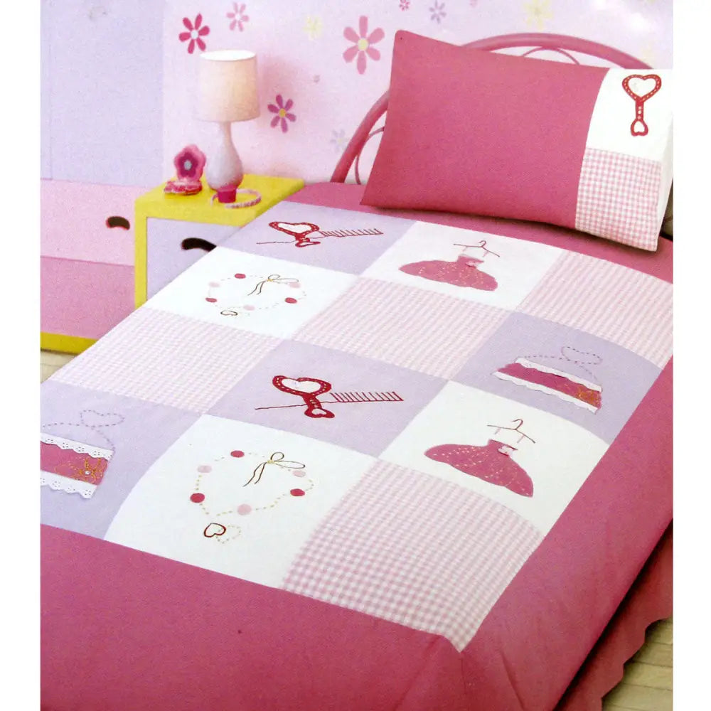 Diva Girls Accessories Embroidered Quilt Cover Set Single - Home & Garden > Bedding
