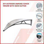 DIY Outdoor Awning Cover 1mx2m with Rain Gutter - Home & Garden > Shading