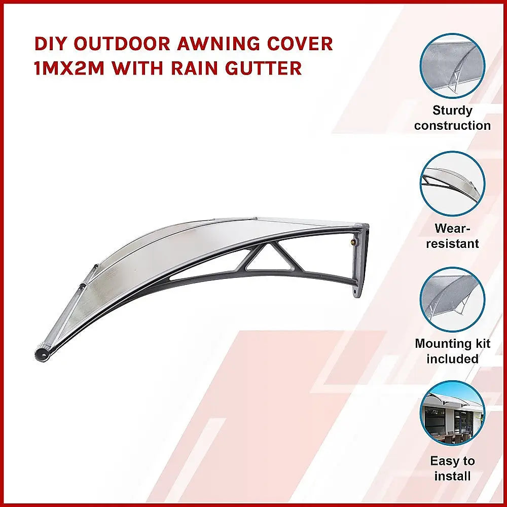 DIY Outdoor Awning Cover 1mx2m with Rain Gutter - Home & Garden > Shading