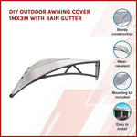 DIY Outdoor Awning Cover 1mx3m with Rain Gutter - Home & Garden > Shading