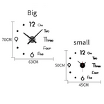 DIY Wall Clock Modern Frameless Large 3D Wall Watch Giant Roman Numerals for Home Living Room and Bedroom (Small)